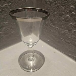 Solitaire Crystal Silver trimmed Cordial Glass 3.5"